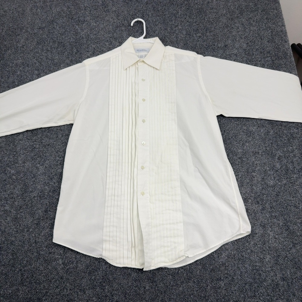 Vintage Brooks Brothers Tuxedo Shirt Mens 15.5-33 White Cotton Pleated Formal